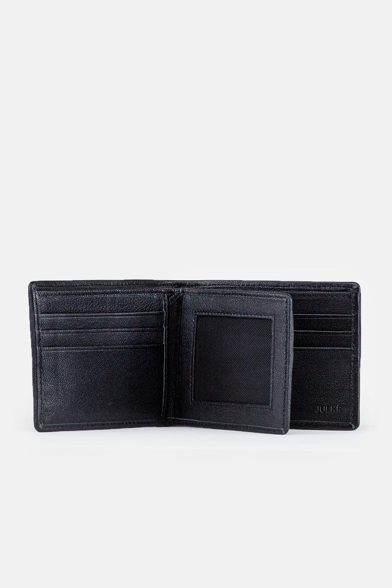 Mens original leather wallet with crocodile texture in black colour by JULKE