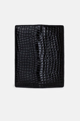 Mens original leather wallet with crocodile texture in black colour by JULKE