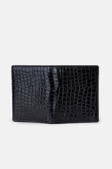 Mens original leather wallet with crocodile texture in black colour by JULKE