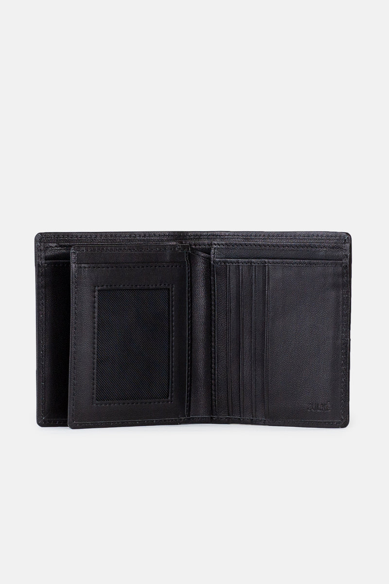 Mens original leather wallet with crocodile texture in black colour by JULKE