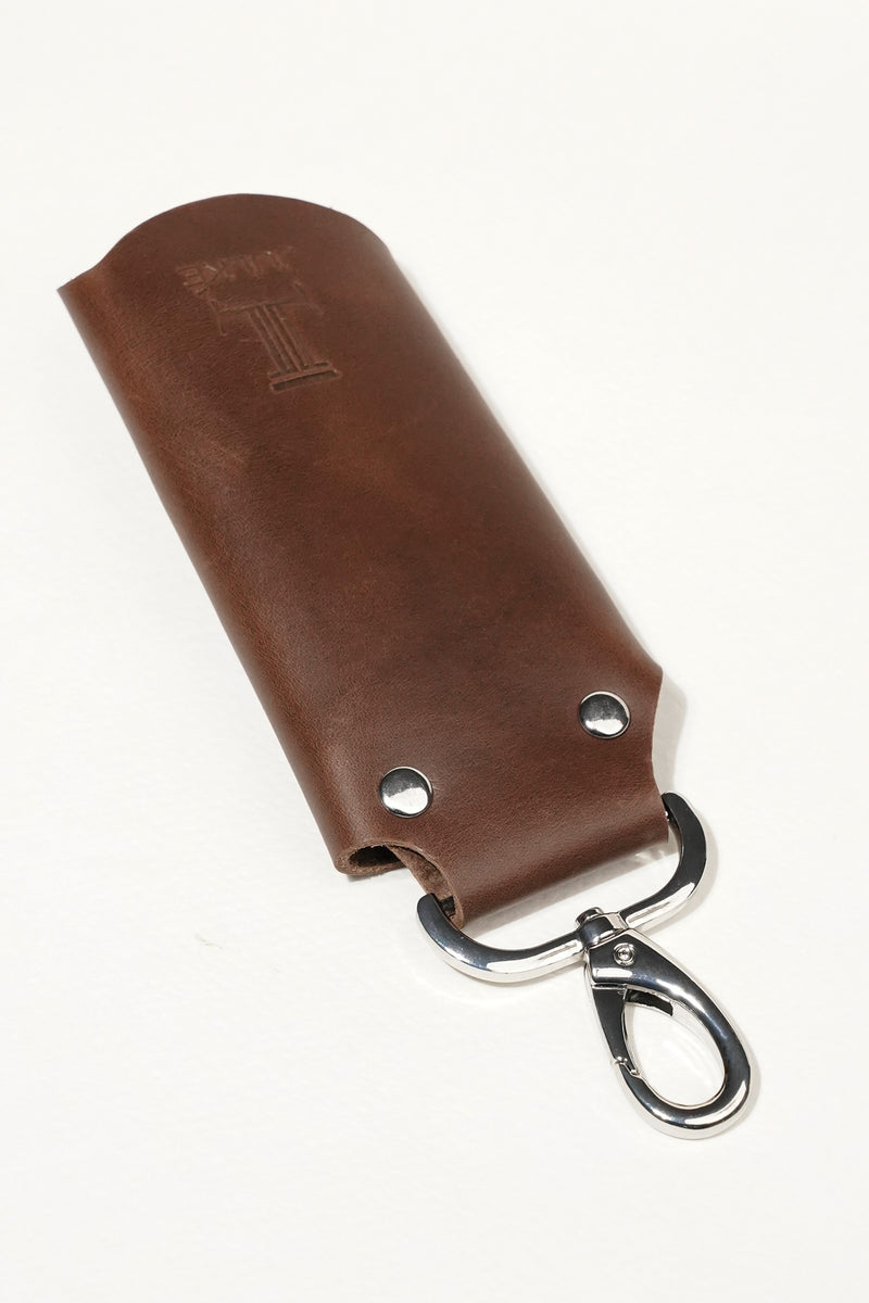 Leather key ring set in dark brown colour with silver metal hook by JULKE