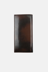 Mens original leather long wallet in brown colour with glossy two-tone finish by JULKE 