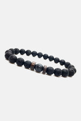 Mens flexible wristband with volcanic beads in black colour by JULKE