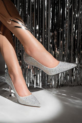 Women heels in grey white colour gradient with diamantes by JULKE