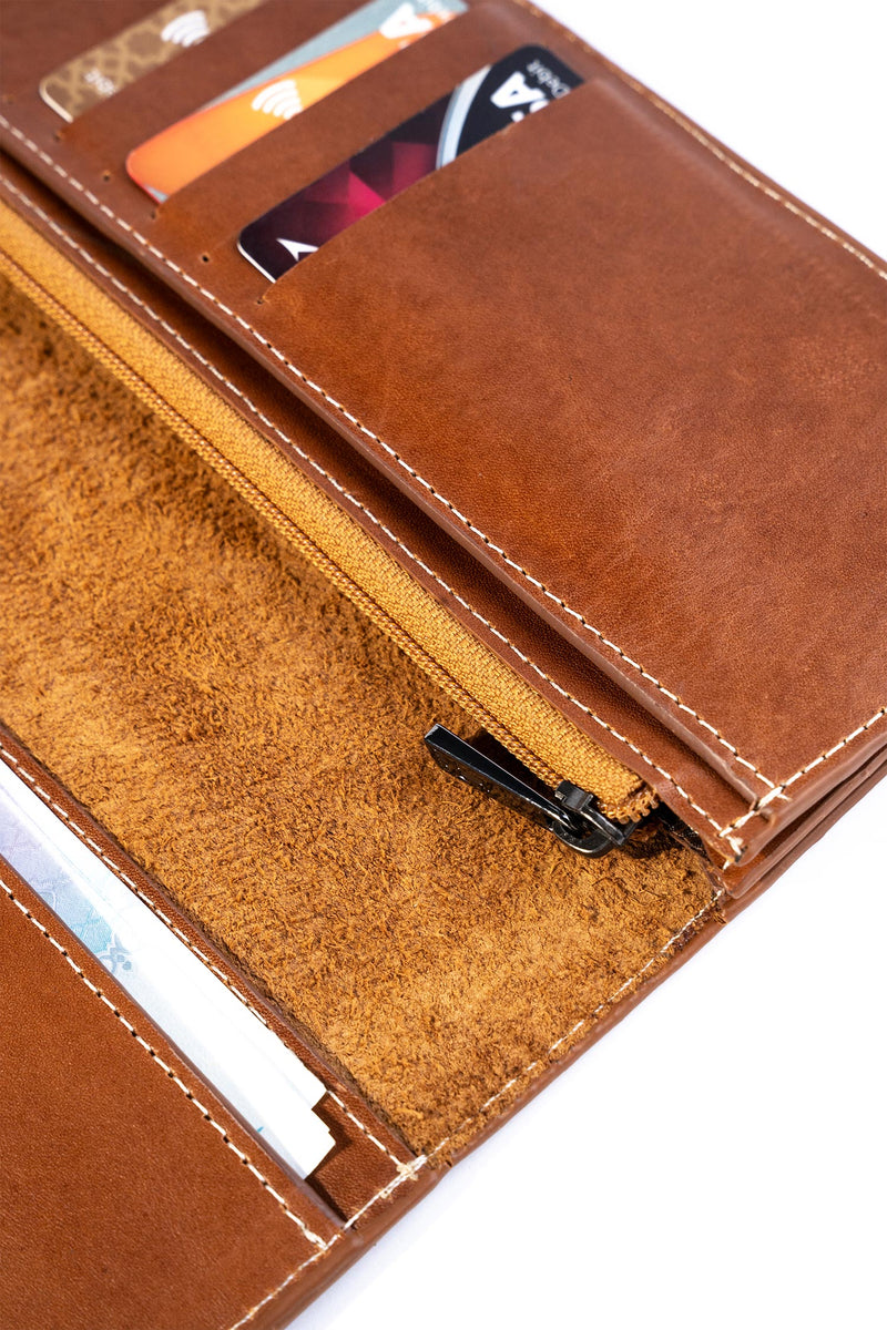 Mens leather long wallet in tan colour by JULKE