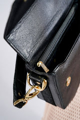 Women original leather should bag in black colour with gold & black buckle by JULKE