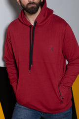 Mens winter hoodie in maroon colour with waterproof zip by JULKE