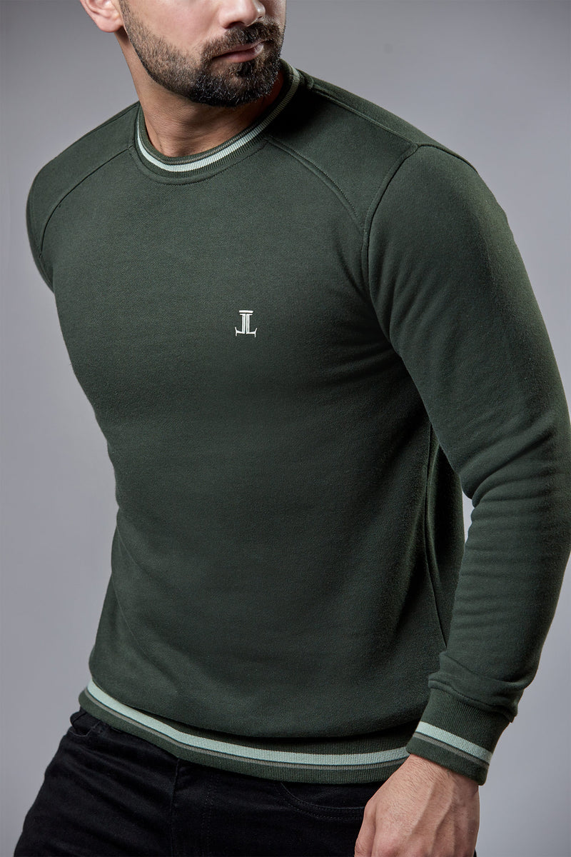 Mens winter sweatshirt in dark green by JULKE