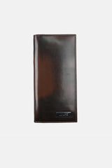 Mens original leather long wallet in brown colour with glossy two-tone finish by JULKE 