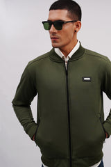 Mens winter jacket in green with waterproof zip by JULKE