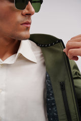 Mens winter jacket in green with waterproof zip by JULKE