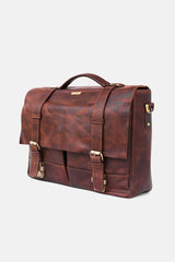 Mens original leather messenger laptop bag in rust colour by JULKE