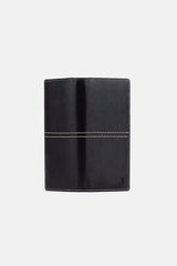 Mens original leather wallet in black colour in long size with contrast stitching by JULKE