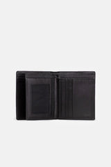 Mens original leather wallet in black colour in medium size with contrast stitching by JULKE