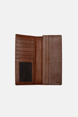 Mens original leather wallet in brown colour in long size with contrast stitching by JULKE